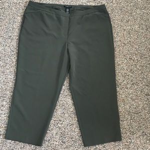 Olive green pull on crop pants